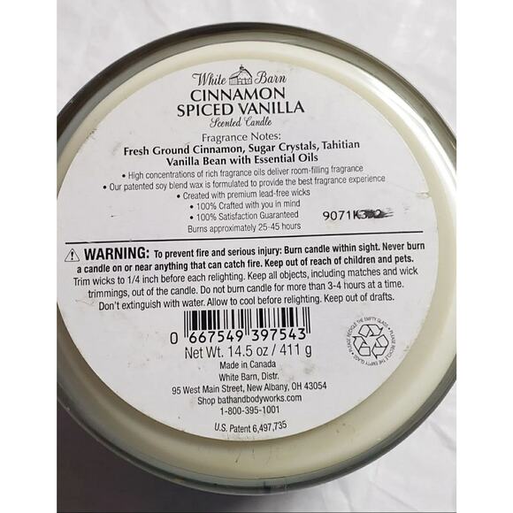 BBW Cinnamon Spiced Vanilla Large 3 Wick Candle Home Fragrance Decor - Picture 2 of 2